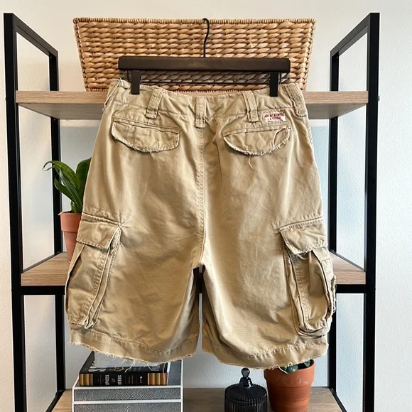 Abercrombie & Fitch Heavy Fatigues Factory Distressed Cargo Shorts w/Pockets, 30 - Picture 4 of 9